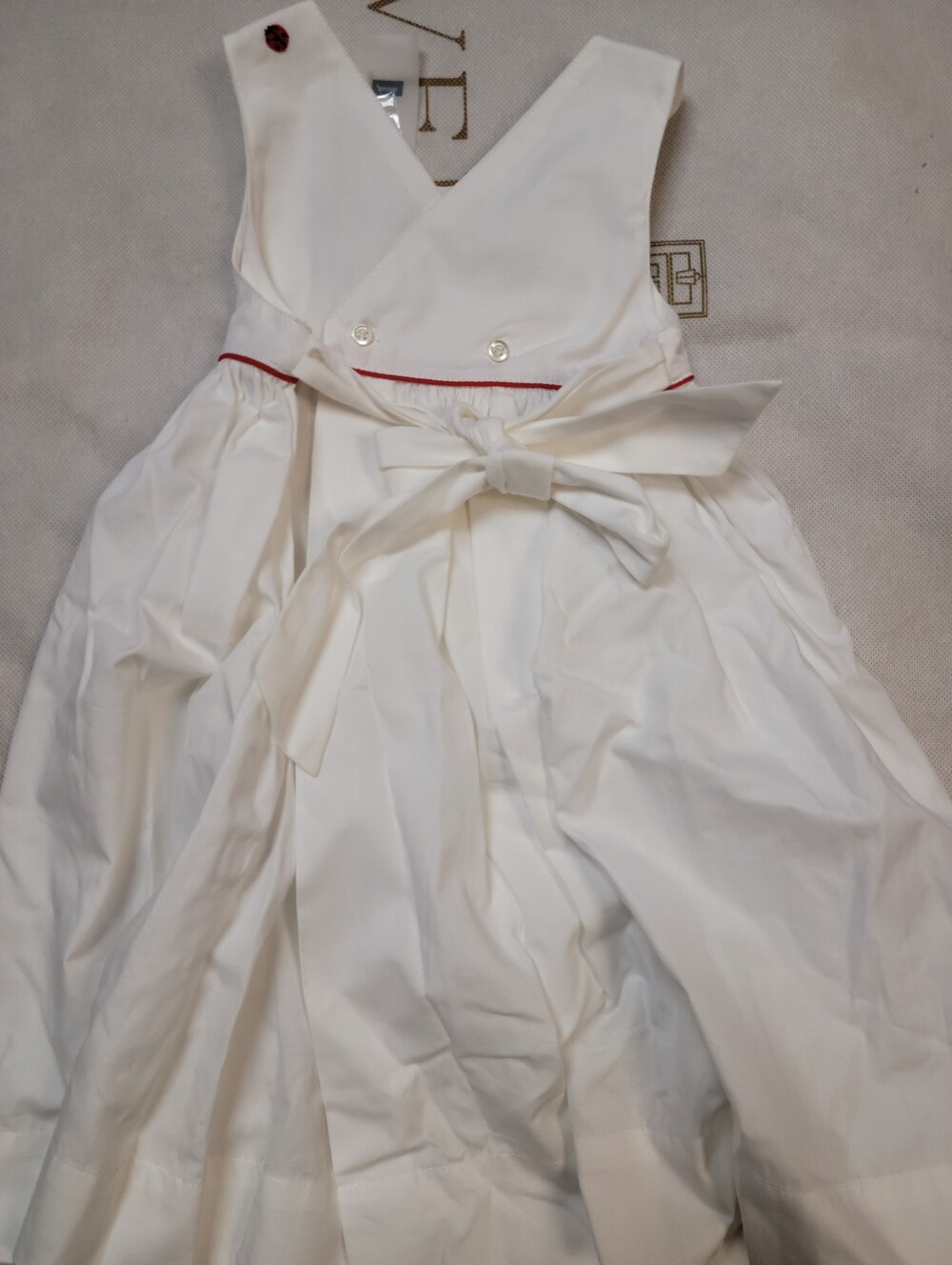 NWT jacadi white embroidered flowers wrap back dress 18m